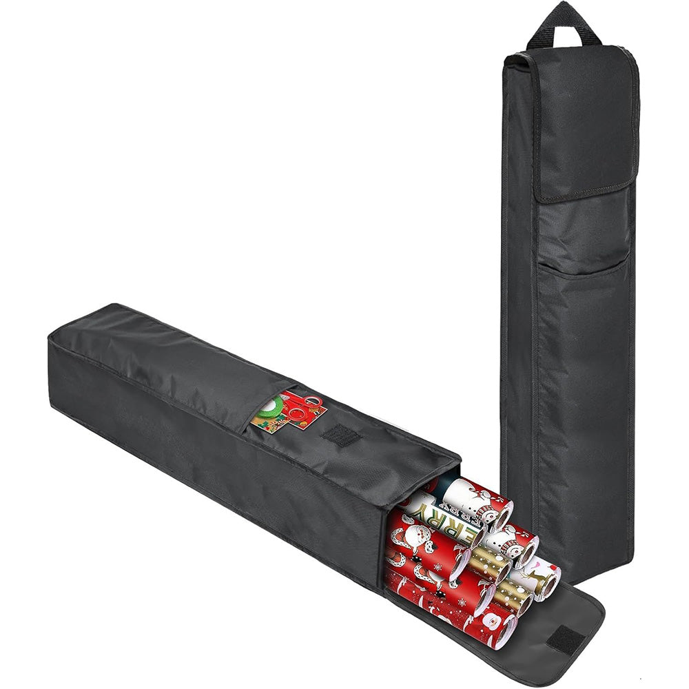 Wrapping Paper Storage Bag with Pocket for 9 Christmas Gift Wrap Rolls