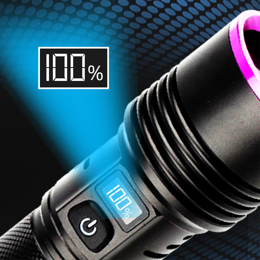 365nm Black Light UV Flashlight With LCD Display Rechargeable Torch Lamp