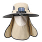 Wide Brim Solar Cooling Fan Hat Outdoor Breathable Mesh Face Cover Neck Shade