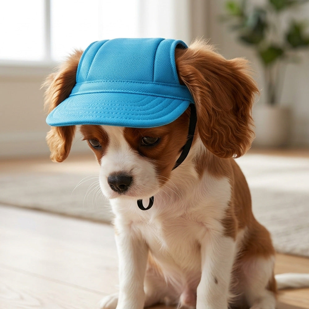 Fashion Dog Cat Pet Baseball Cap with Ear Holes and Adjustable Strap-Blue