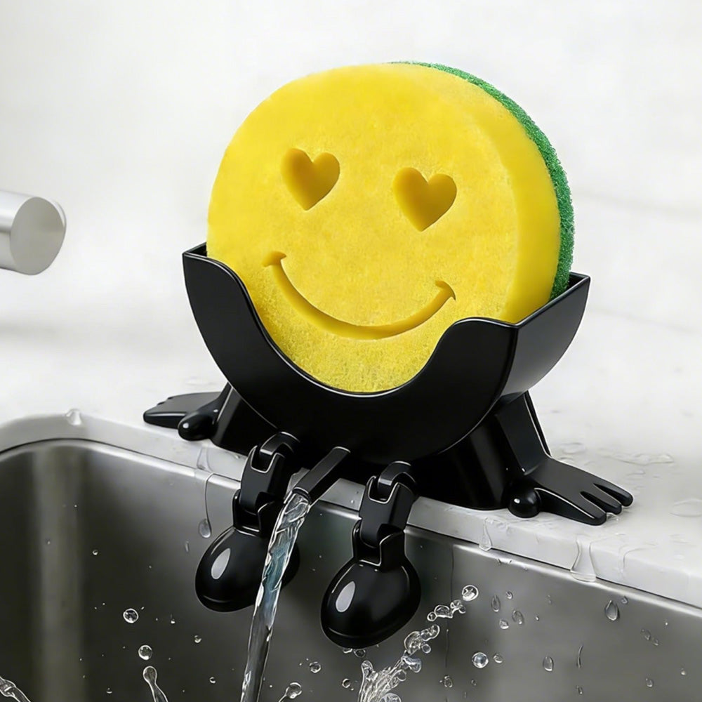 Smiley Face Sponge Holder Sink Drain Rack for Sink Edge