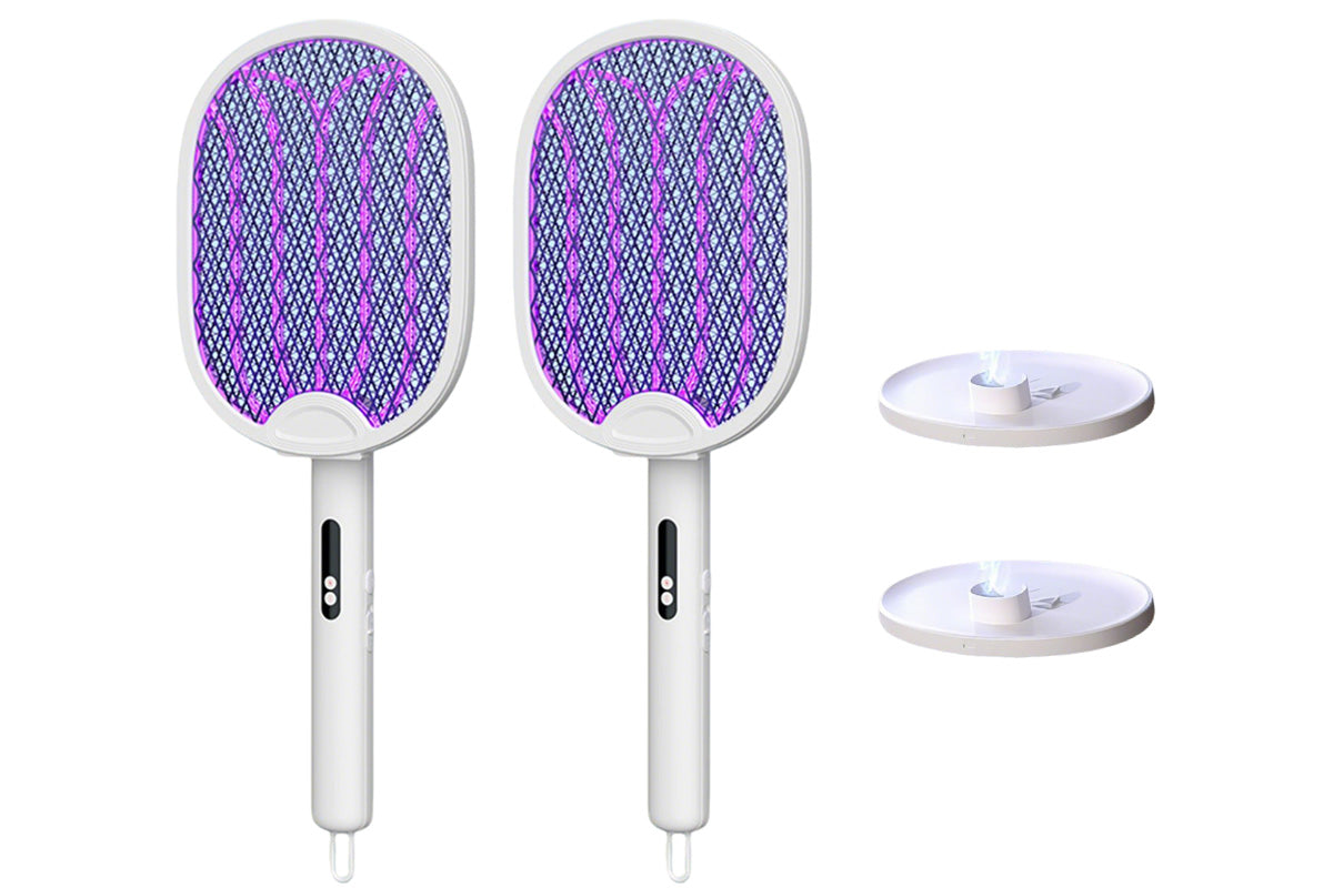 Foldable Electric Mosquito Swatter with Charging Base Station Mosquito Zapper Fly Killer Rechargeable Bug Zapper