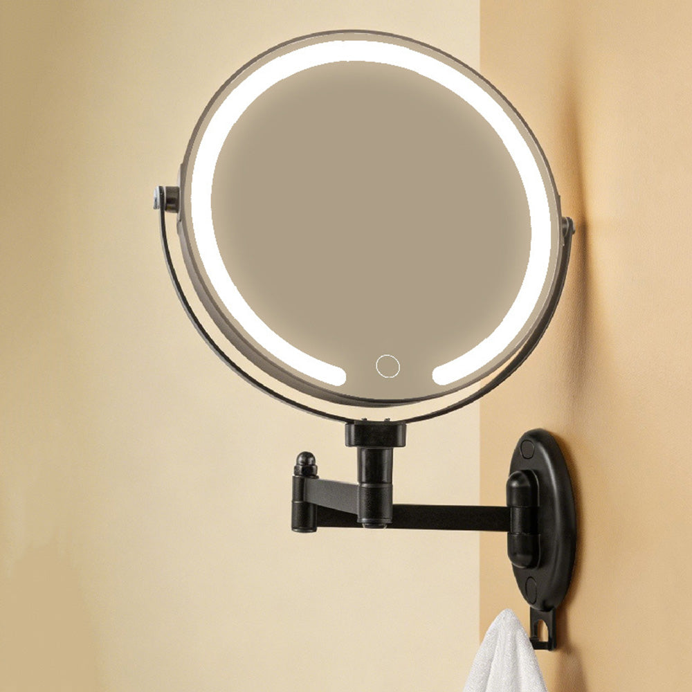 Extendable Wall Mounted LED Makeup Mirror with 7X Magnification and 3 Colors