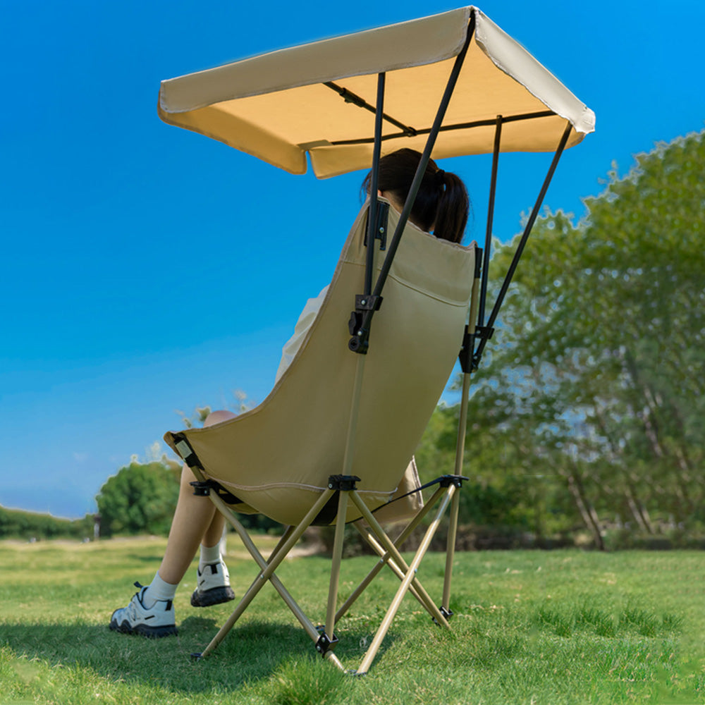 Camping Chair with Canopy Folding Outdoor Chair for Fishing Beach