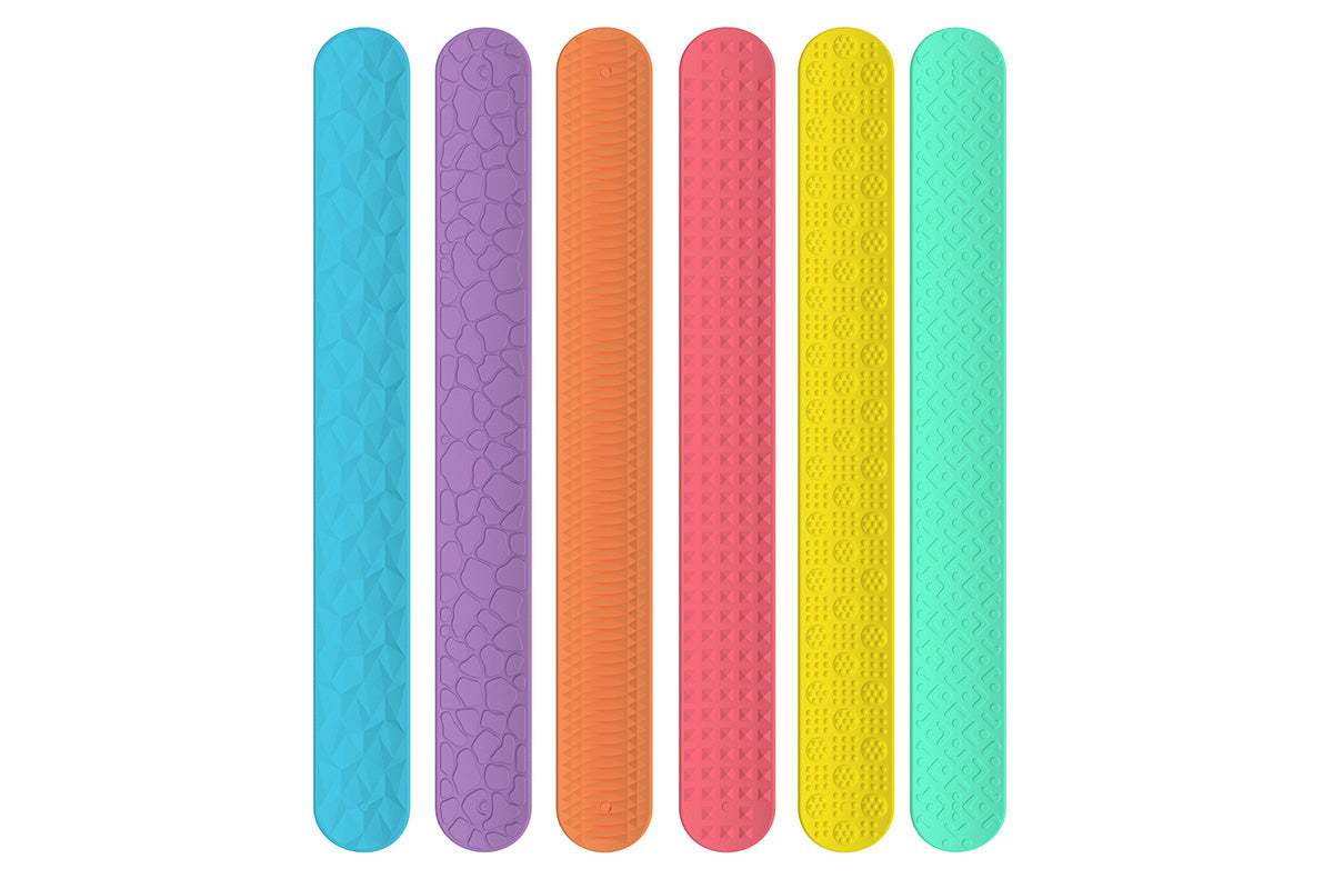 6 Pieces Sensory Textured Silicone Snap Bracelets Fidget Toys