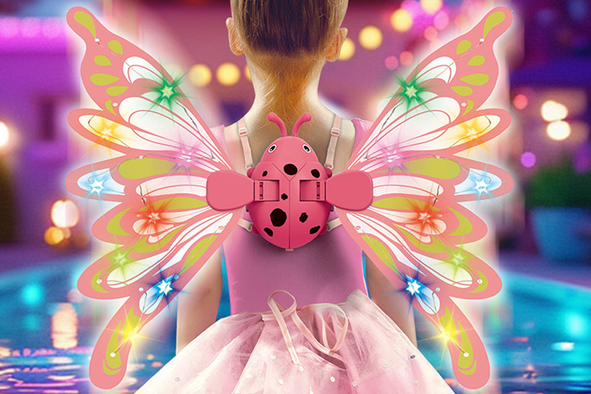 Fairy Wings with Lights for Girls Flying Fairy Toys Princess Cosplay Dress Up Gift