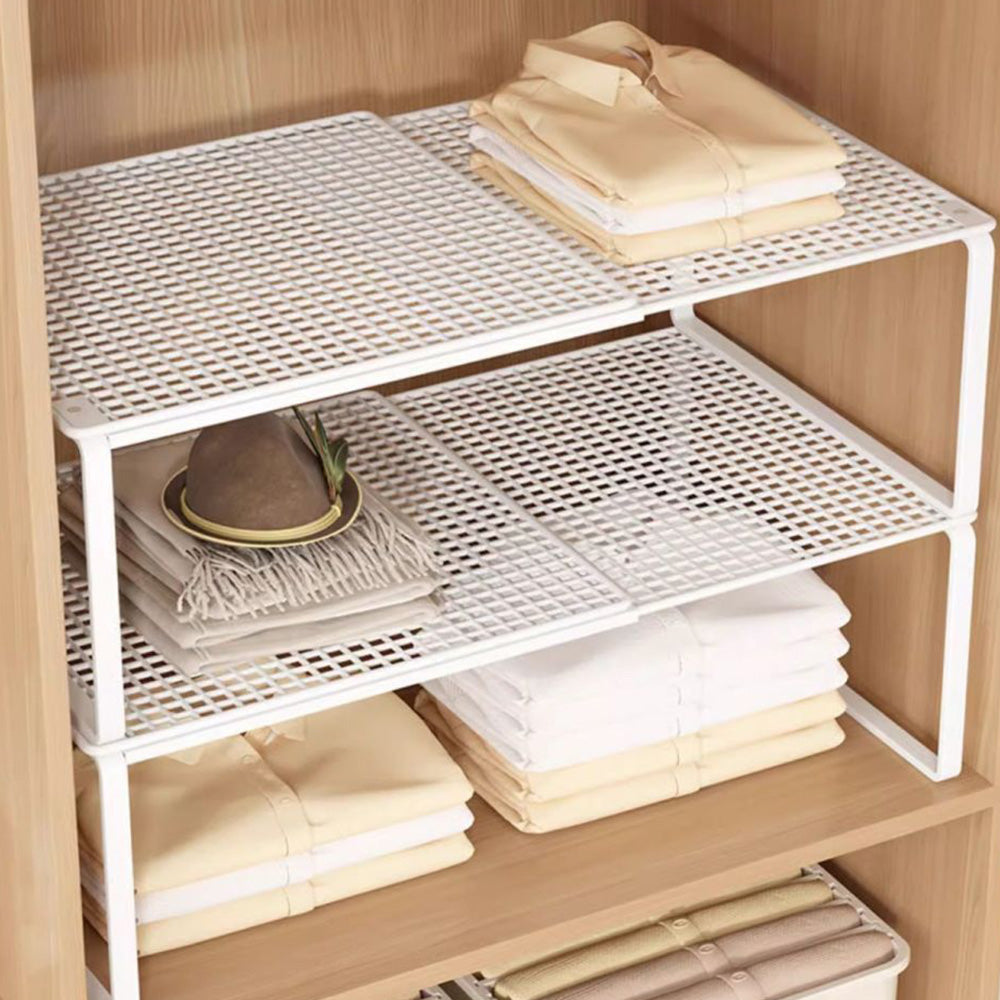 Expandable Carbon Steel Closet Shelf and Adjustable Storage Rack-White