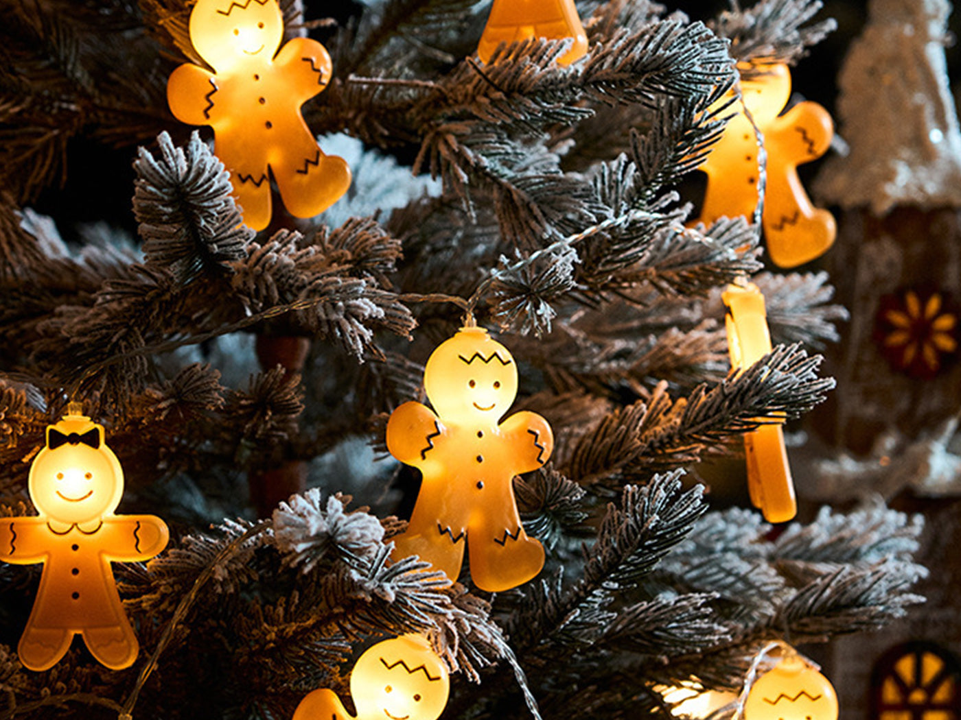 Christmas Decoration Gingerbread Men Cookies String Lights Battery Operated