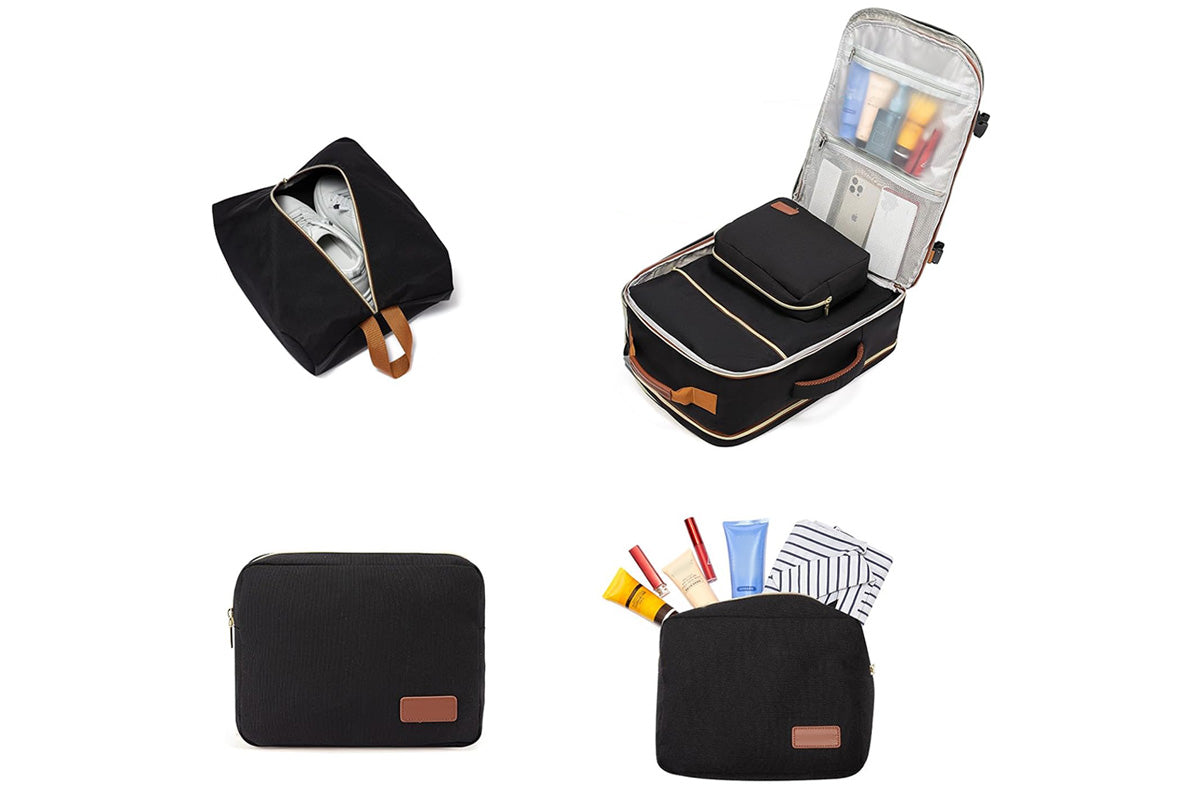40L Travel Backpack for Men and Women Waterproof Carry On Bag with 3 Storage Pouches