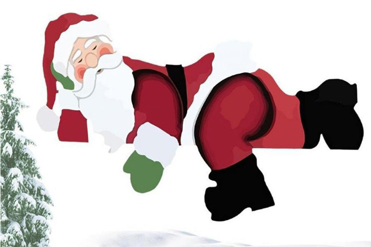 Christmas Fence Decoration Santa Claus Peeking Yard Garden Outdoor Sign