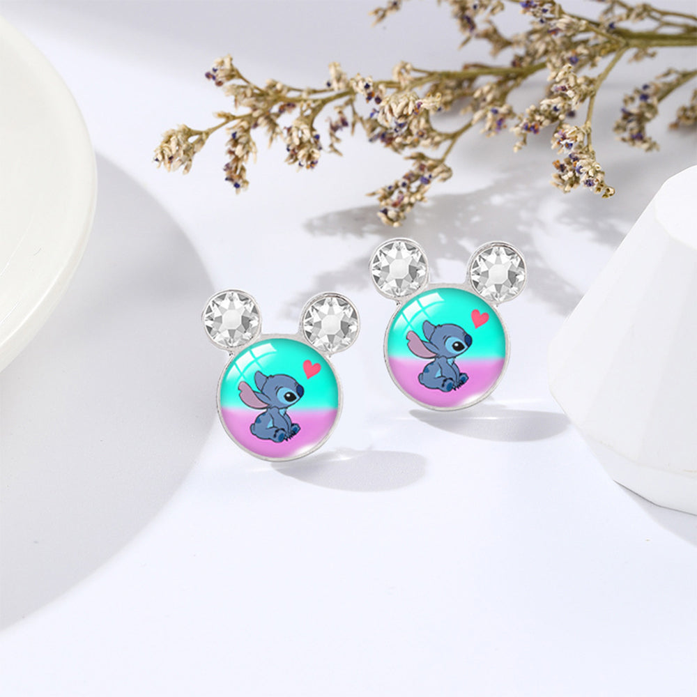 2 Pairs Stitch & Lilo Inspired Faux Crystal Earrings