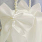 Wedding Flower Girl Basket with Pearl Handle Bowknot Satin Ribbon