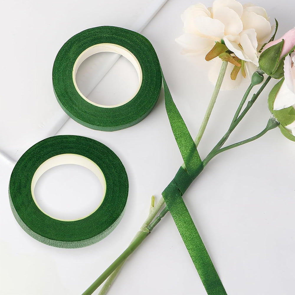 12 Pcs Green Crepe Paper Floral Tape for Bouquet Stem Wrapping and Crafts