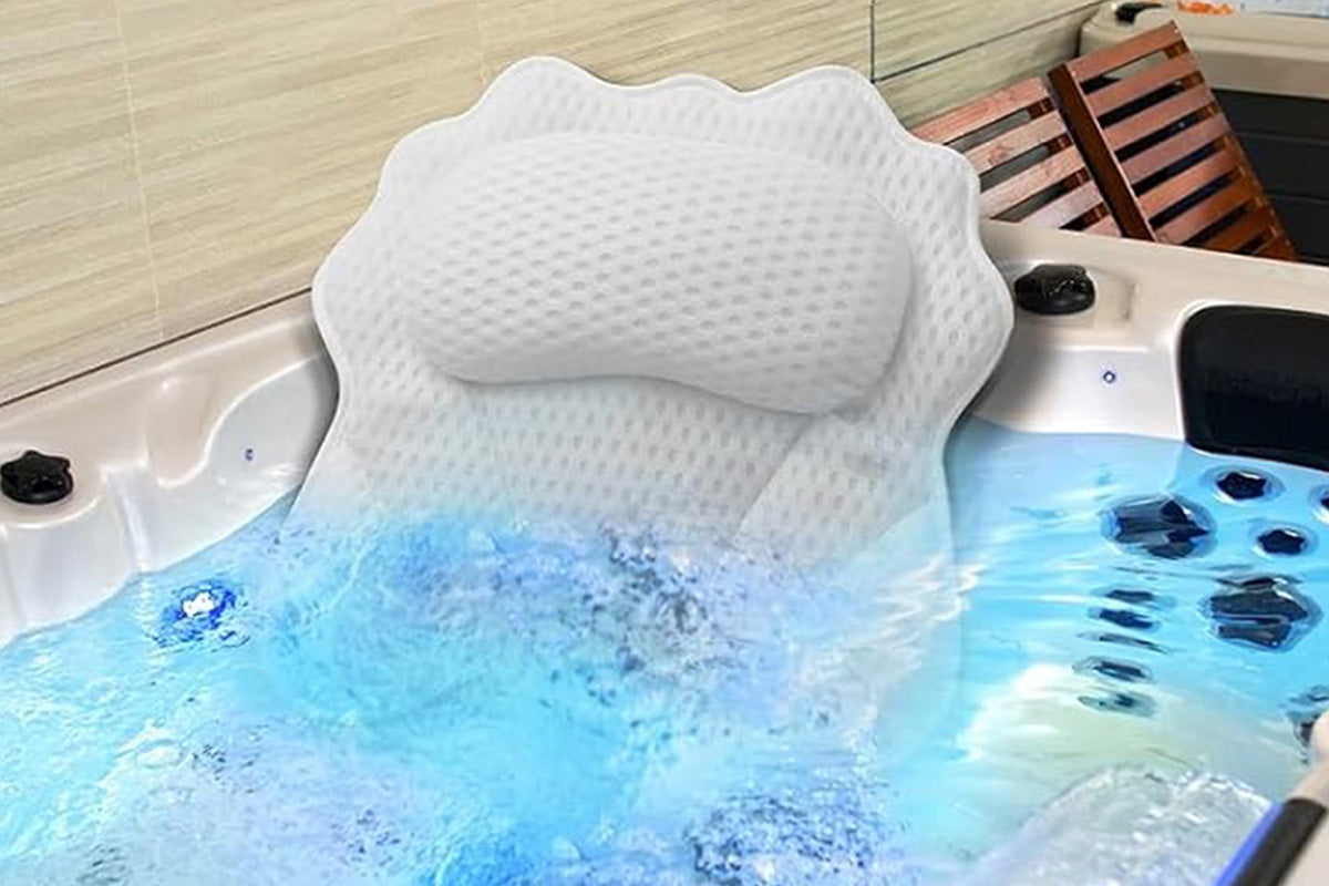 Bath Pillow with Headrest and 6 Suction Cups for Tub Support and Relaxation