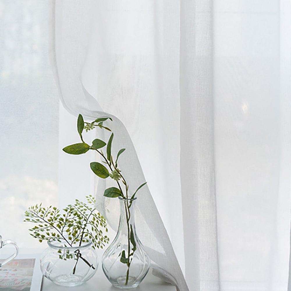 2Pcs 210x134cm Rod Pocket Sheer Curtain Voile Curtain Window Drape Privacy Draperies for Living Room