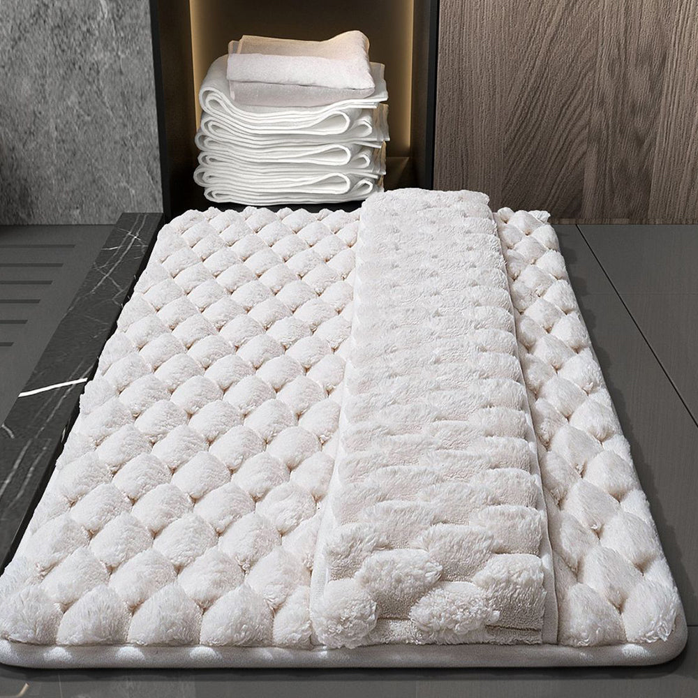 Memory Foam Bathroom Mat Wipe-Off Sole Mat Plush Absorbent Shower Mat-Beige