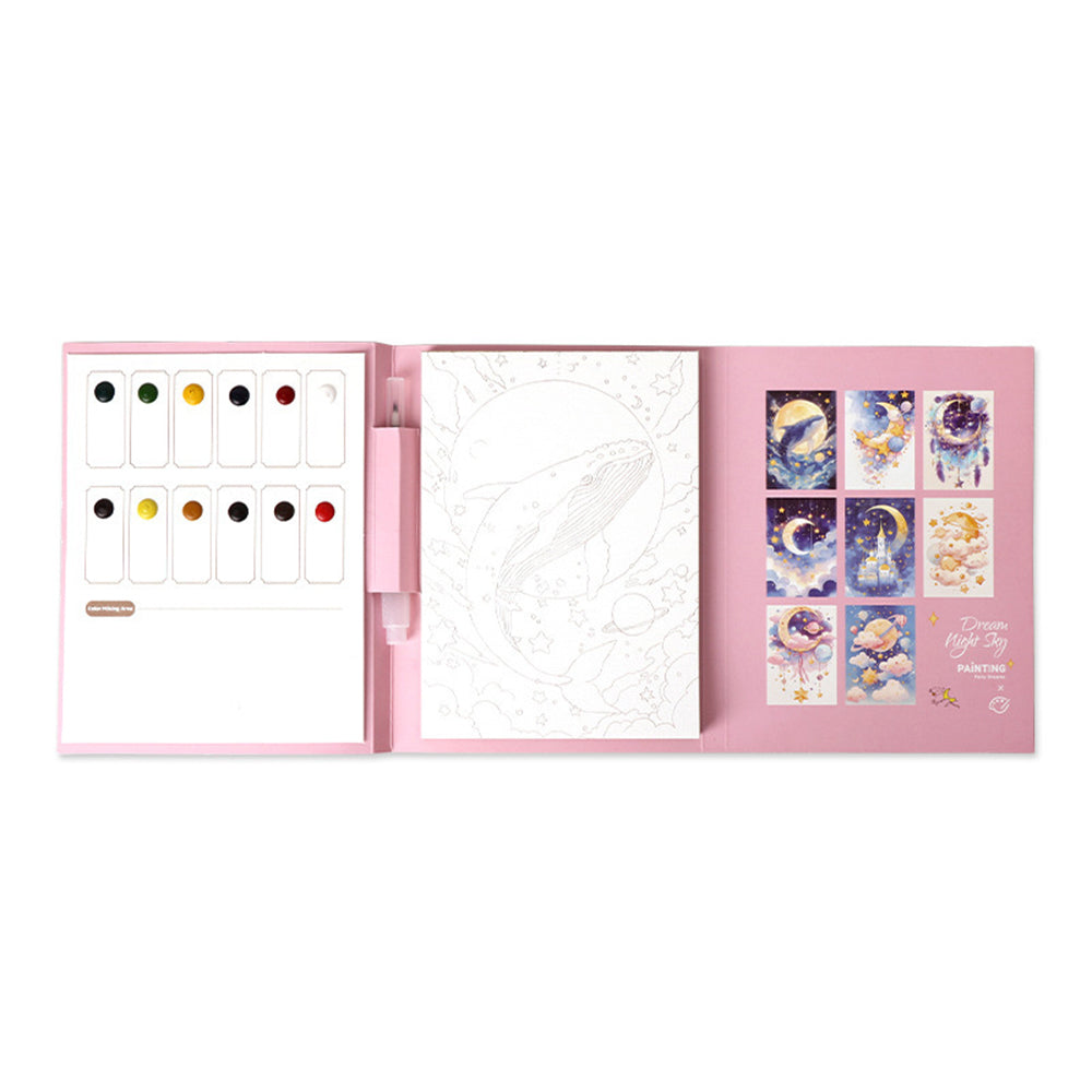 DIY 3-Fold Watercolor Painting Pad with Prefilled Paints for Beginners