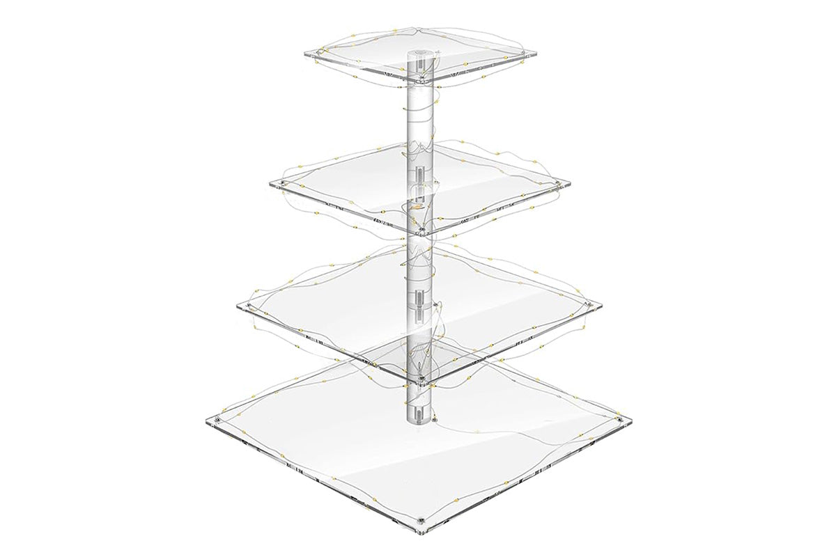 4-Tier Acrylic Cupcake Stand Display Tower with String Light