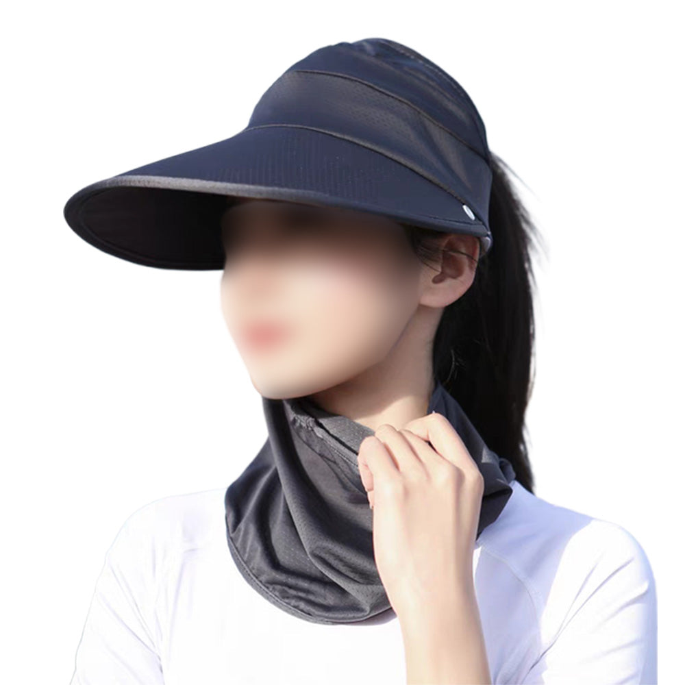 3 in 1 Ponytail Sun Hat with Detachable Face Cover and Chin Strap