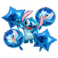 5Pcs Stitch Inspired Foil Balloon Set Party Decoration