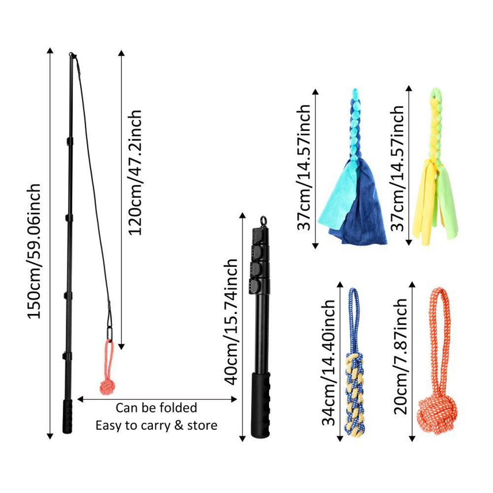 Retractable Dog Teaser Wand Pet Interactive Toy Kit