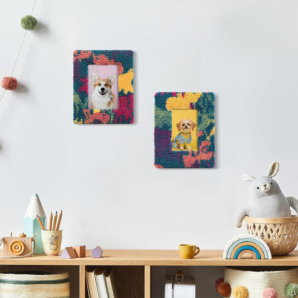 Cute Fluffy Plush Photo Frame With HD Glass Protection-Green