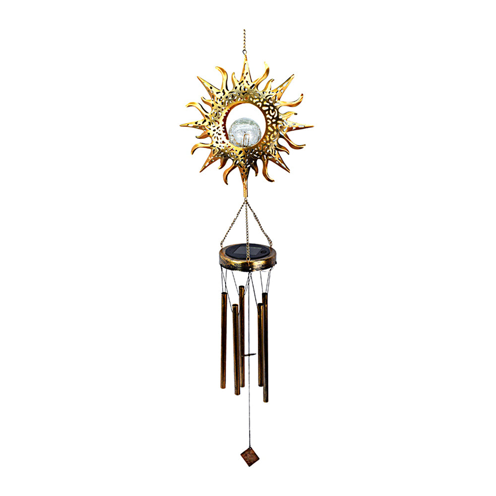 Sun Moon Star LED Solar Metal Wind Chime Outdoor Garden Decor-Sun