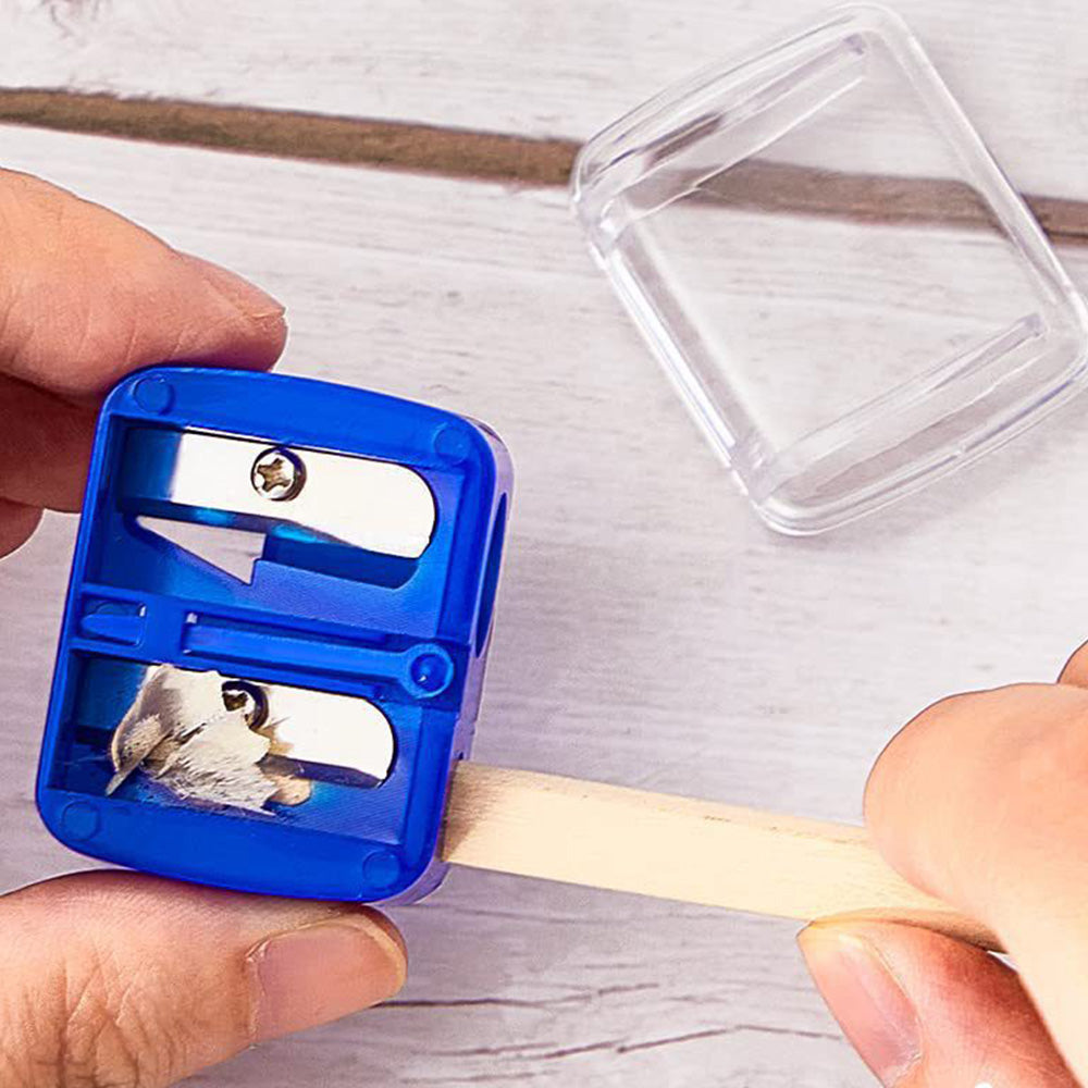 4 Pcs Dual-Hole Makeup Pencil Sharpeners with Clear Caps