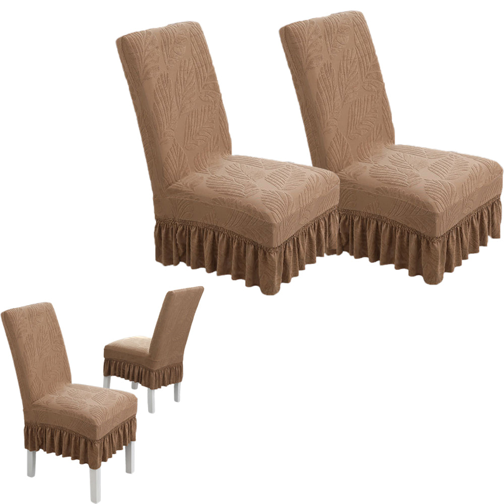 2Pcs Stretch Dining Chair Covers with Ruffled Skirt Stain and Wrinkle Resistant Fabric