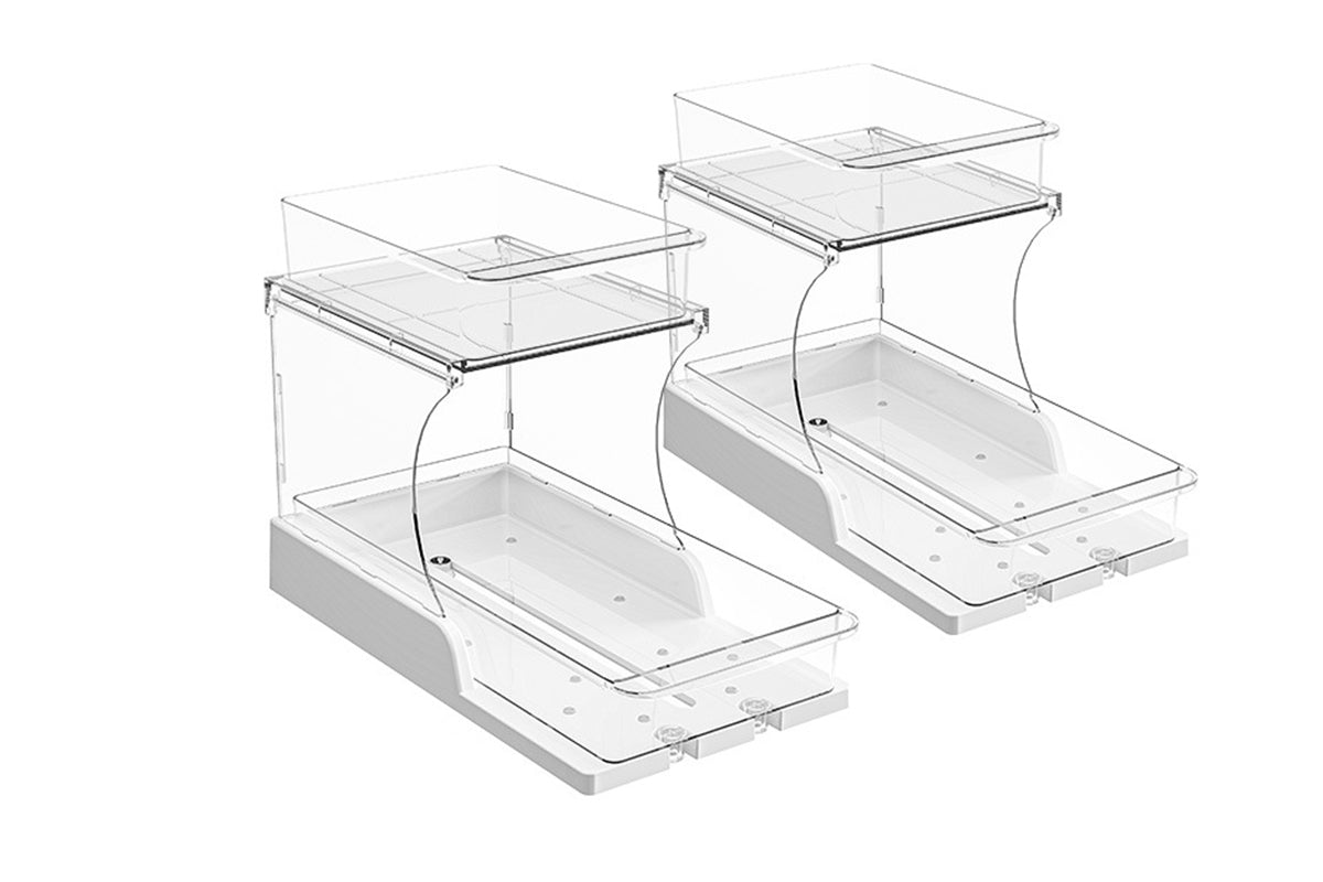 2-Tier Rotatable Pull-Out Storage Rack Kitchen Spice Organizer