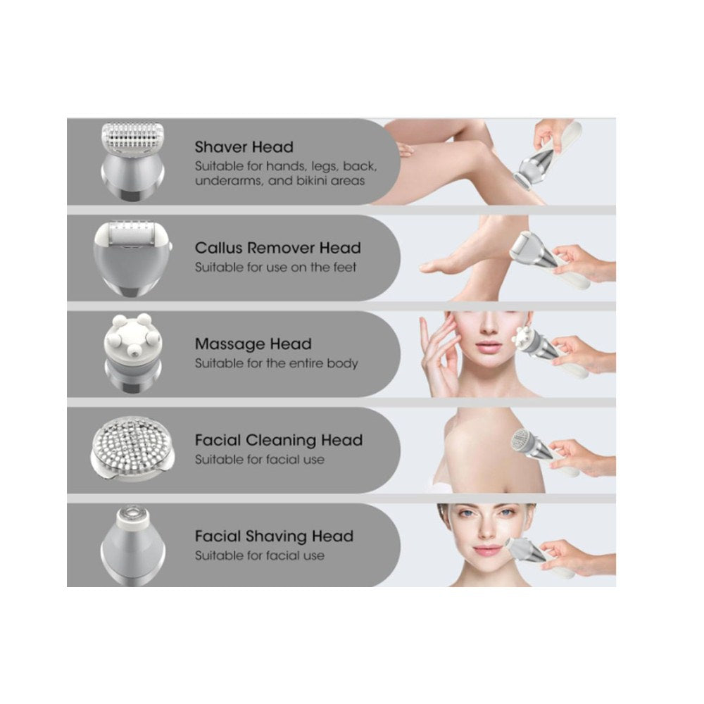 7 in 1 Epilator Hair Removal for Women Face Massage and Body Exfoliator