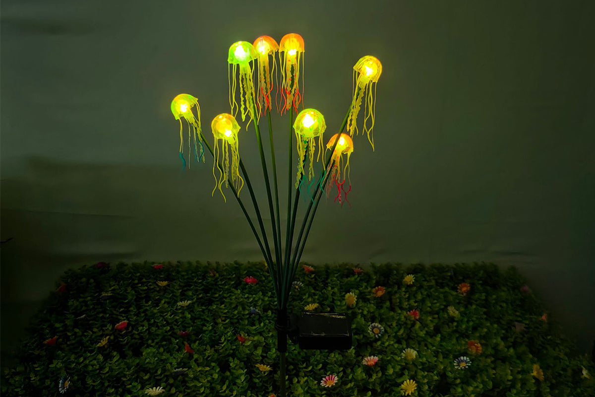 2pcs 6-Heads or 8 Heads Solar Jellyfish Stake Lights Outdoor Garden Path Decor Lights