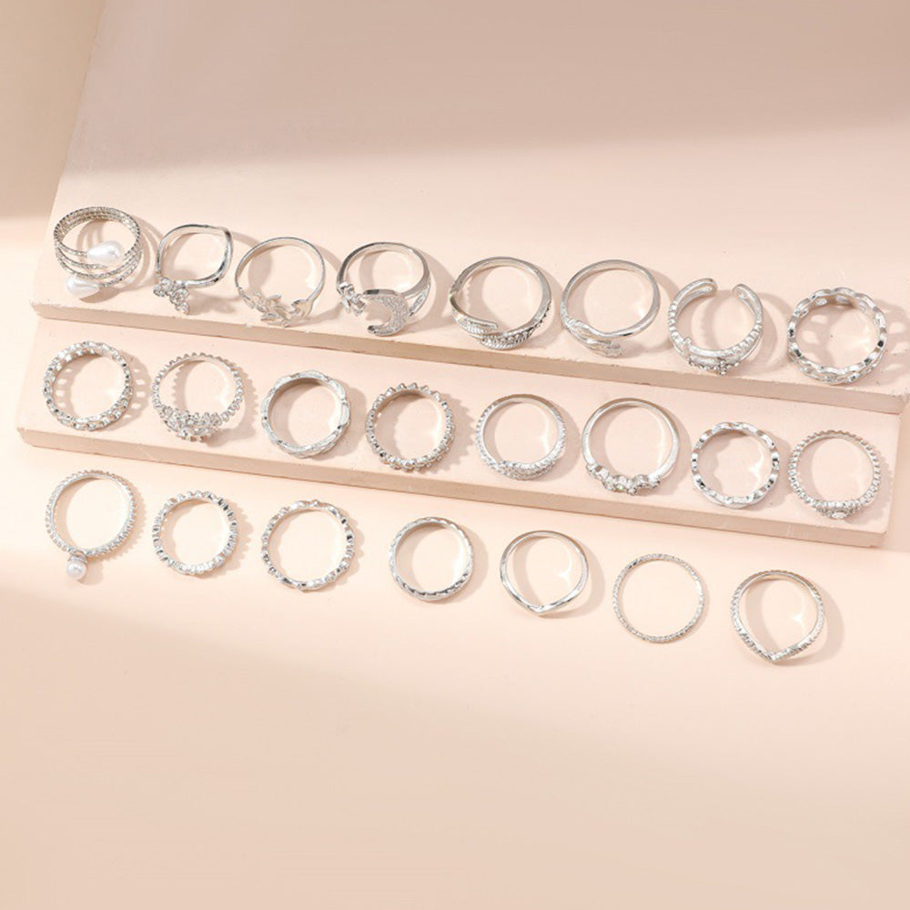 23Pcs Geometric Knuckle Ring Set Gold Silver Stackable Rings for Women