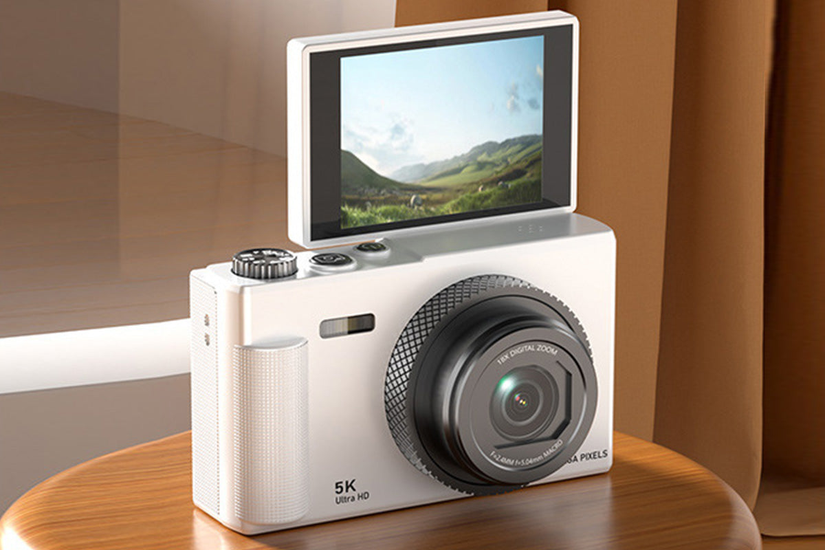 5K Digital Camera 18X Zoom Flip Screen Point and Shoot Camera with 64GB Memory Card