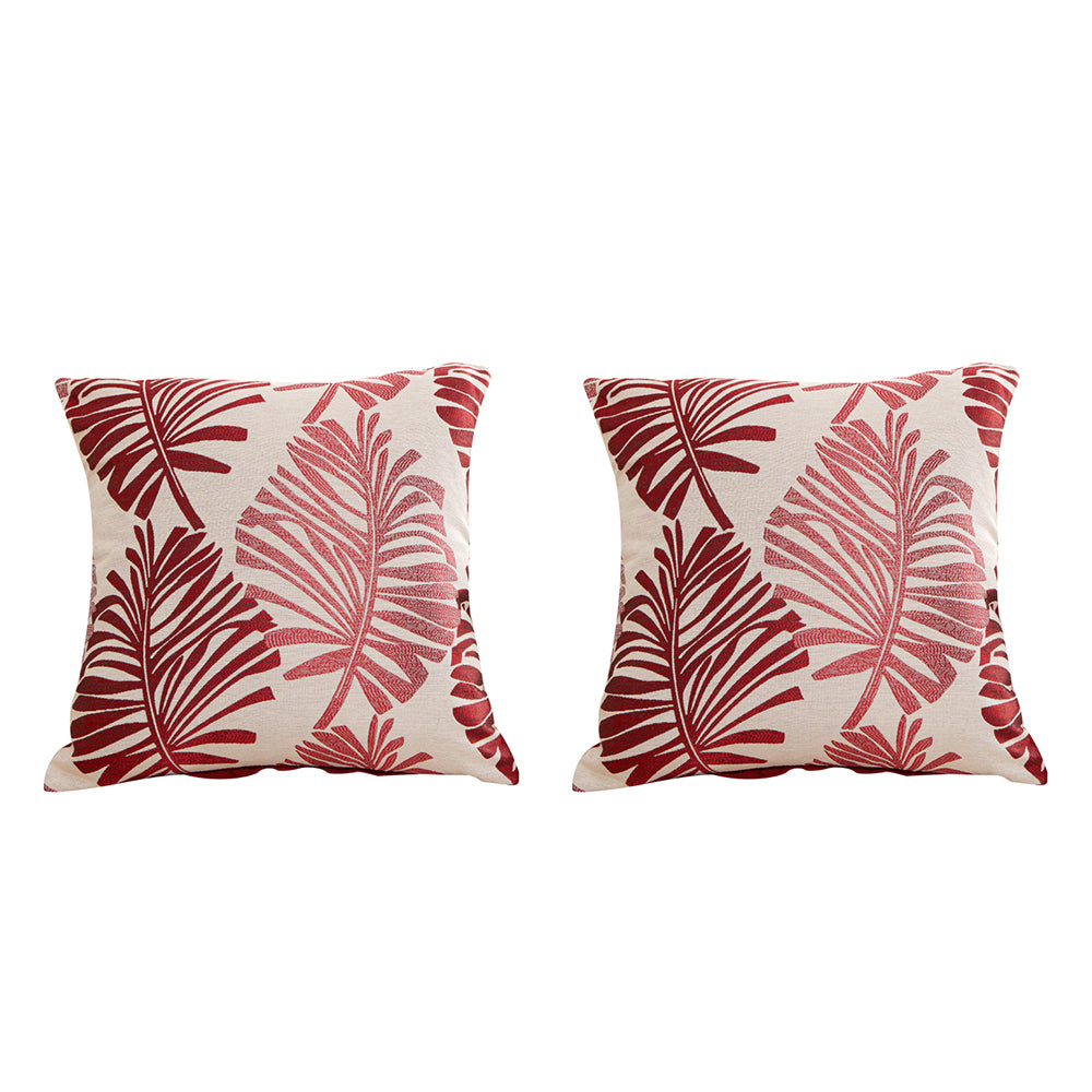 2Pcs 45x45cm Palm Leaf Floral Print Single-Sided Pillow Cover for Sofa Pillow