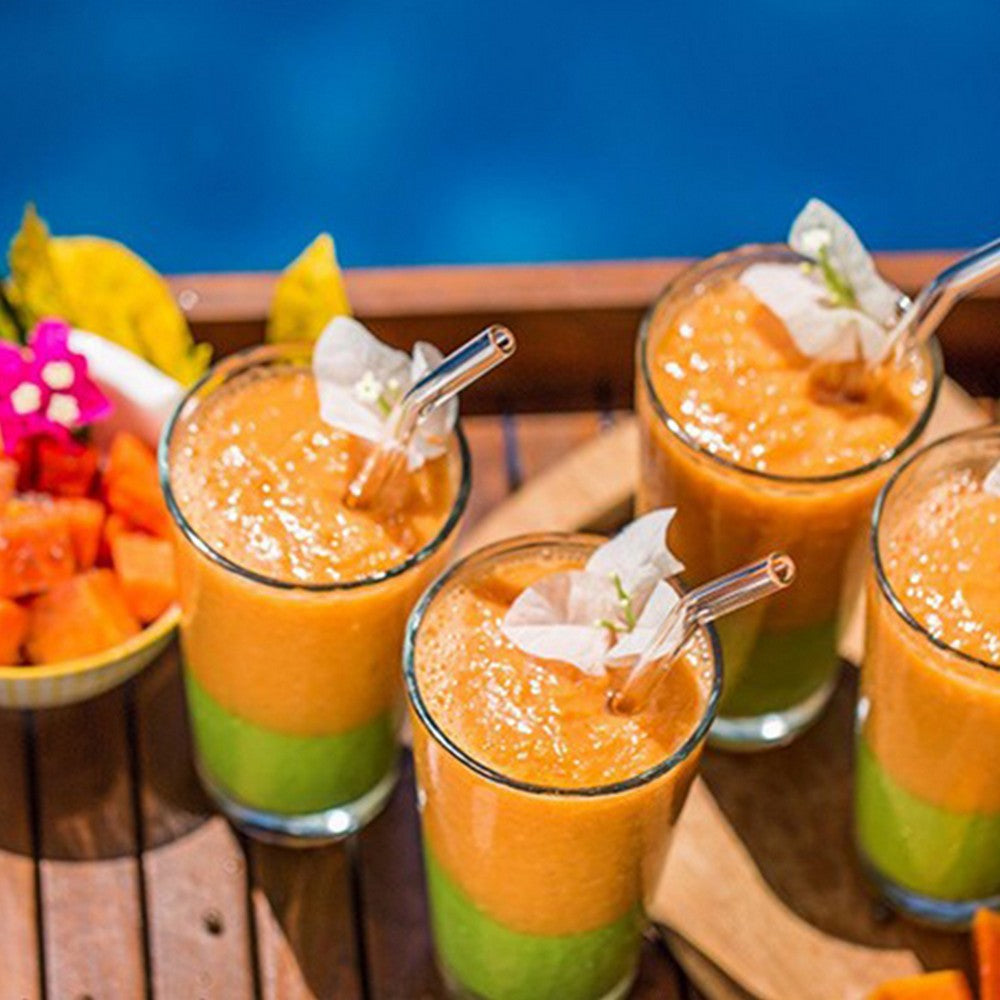 24Pcs Clear Glass Straws with Brushes Set