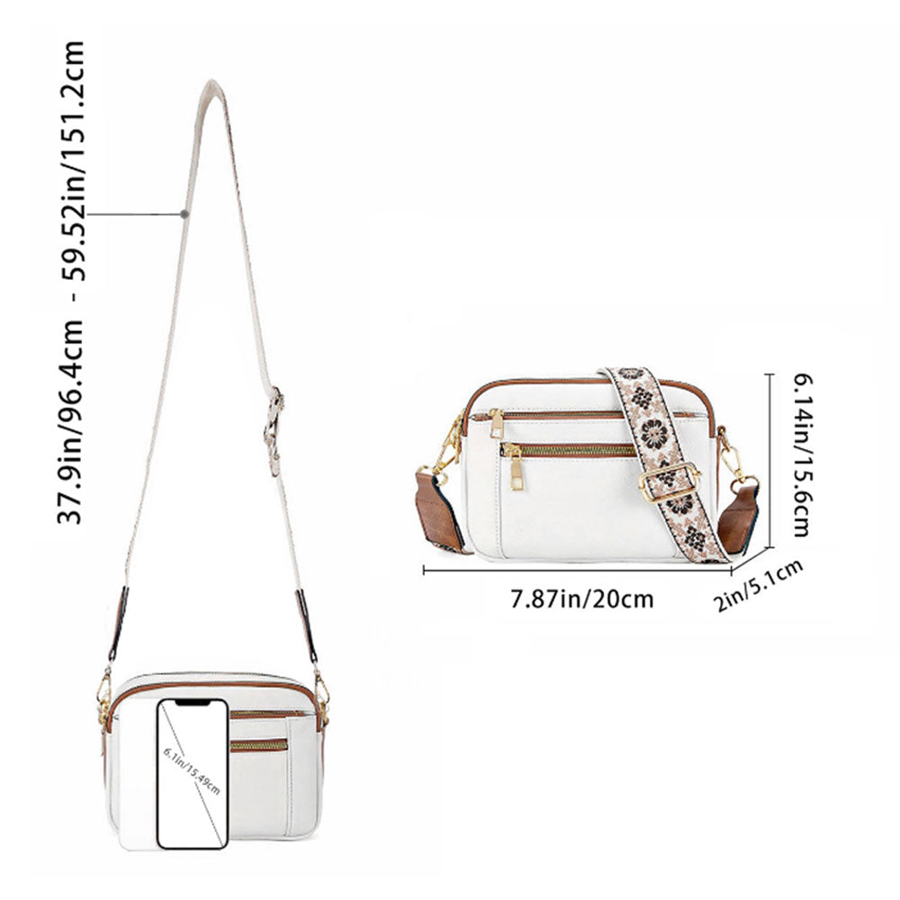 Small PU Crossbody Bag for Women Color-Block Shoulder Bag