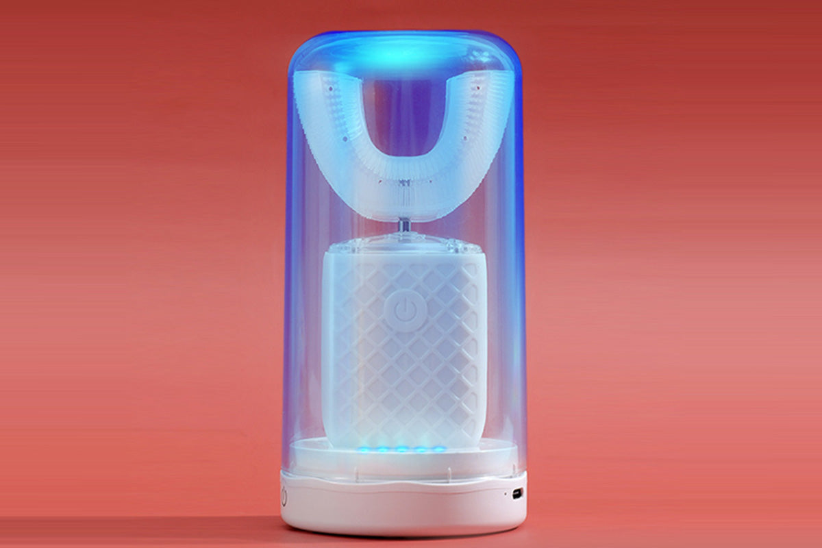 U-Shaped Automatic Electric Toothbrush with Sanitizing Cup-White