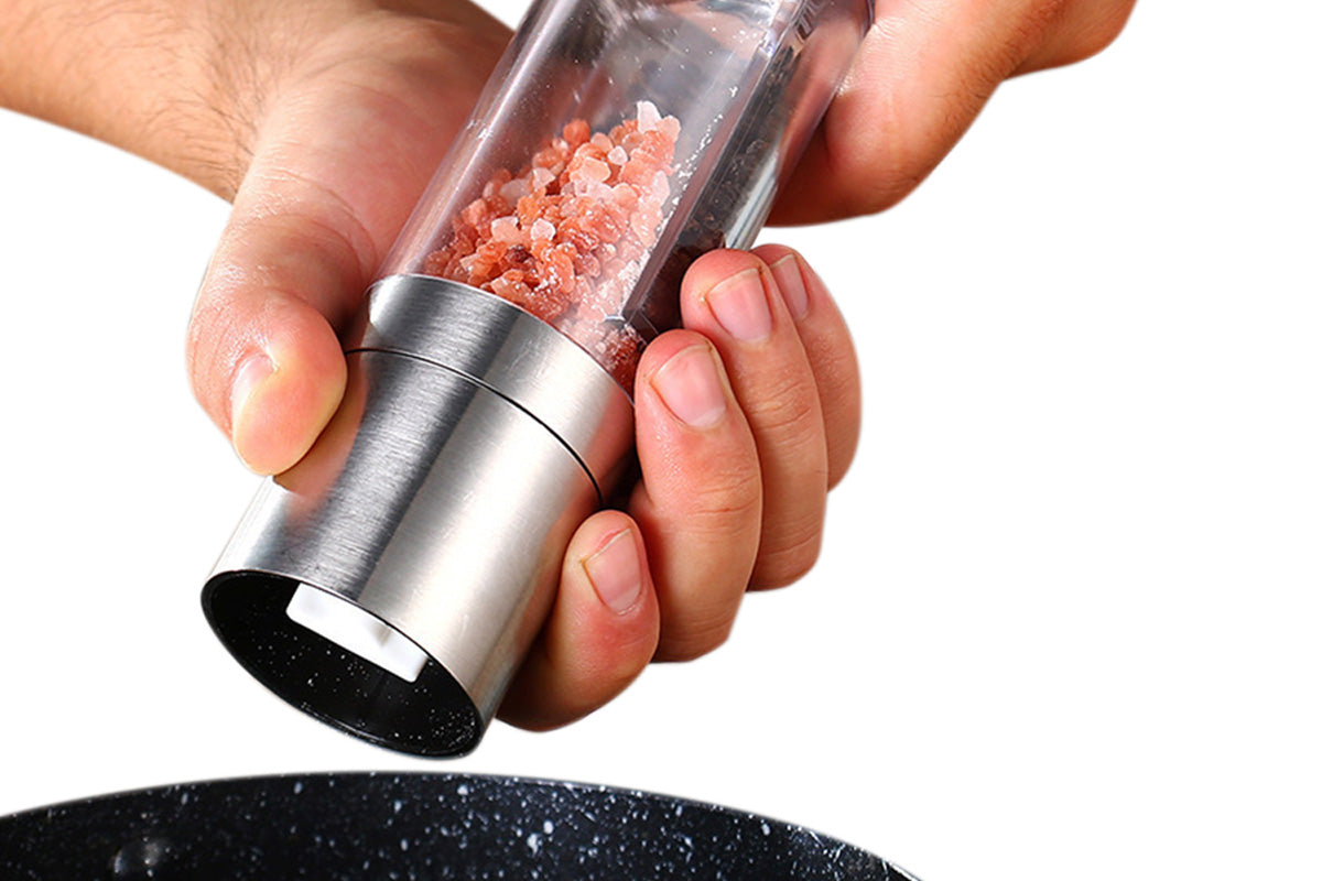 2 in 1 Stainless Steel Manual Salt and Pepper Grinder Adjustable Spice Mill for Kitchen