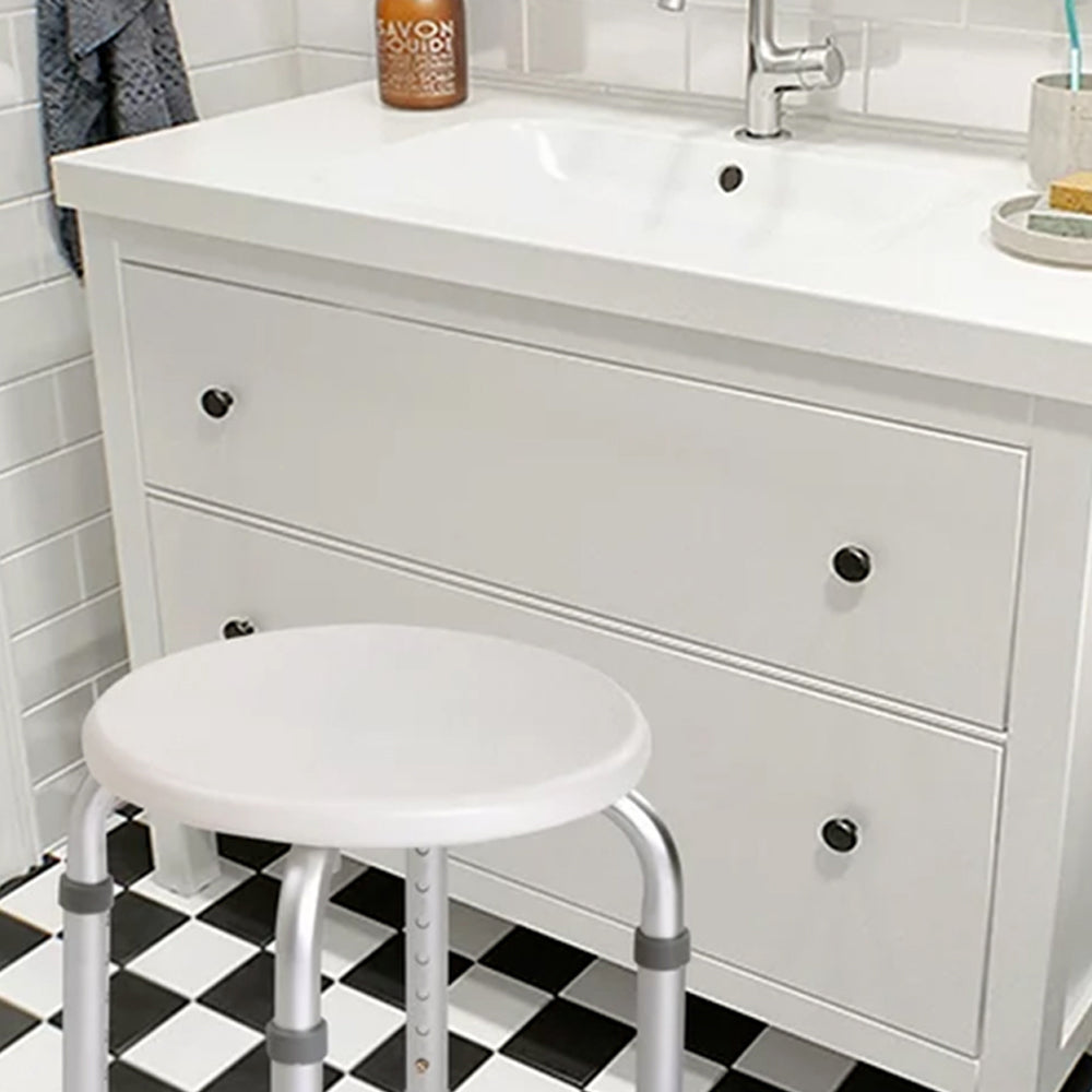 Round Adjustable Height Shower Stool With Anti-Skid Legs