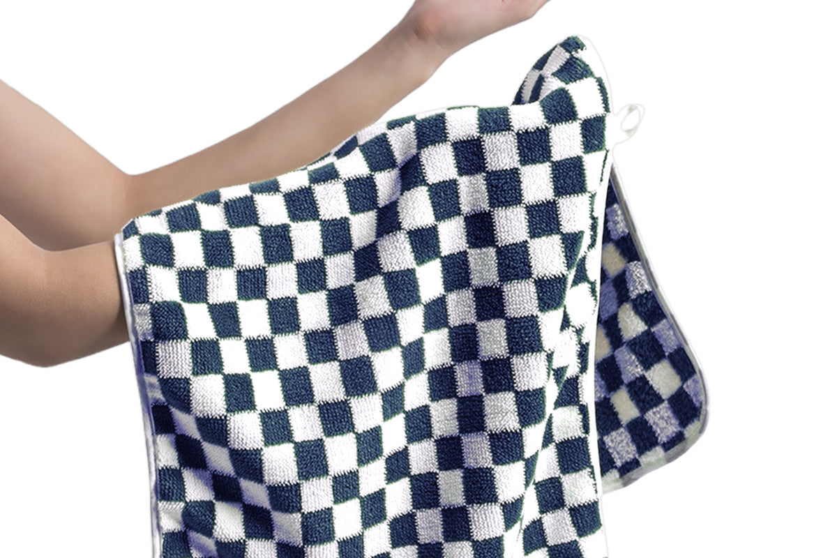 4 Piece Checkered Coral Fleece Towel Set Bath Face Towels