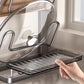 Kitchen Pot Lid Storage Rack Carbon Steel Holder with Drip Tray Organizer