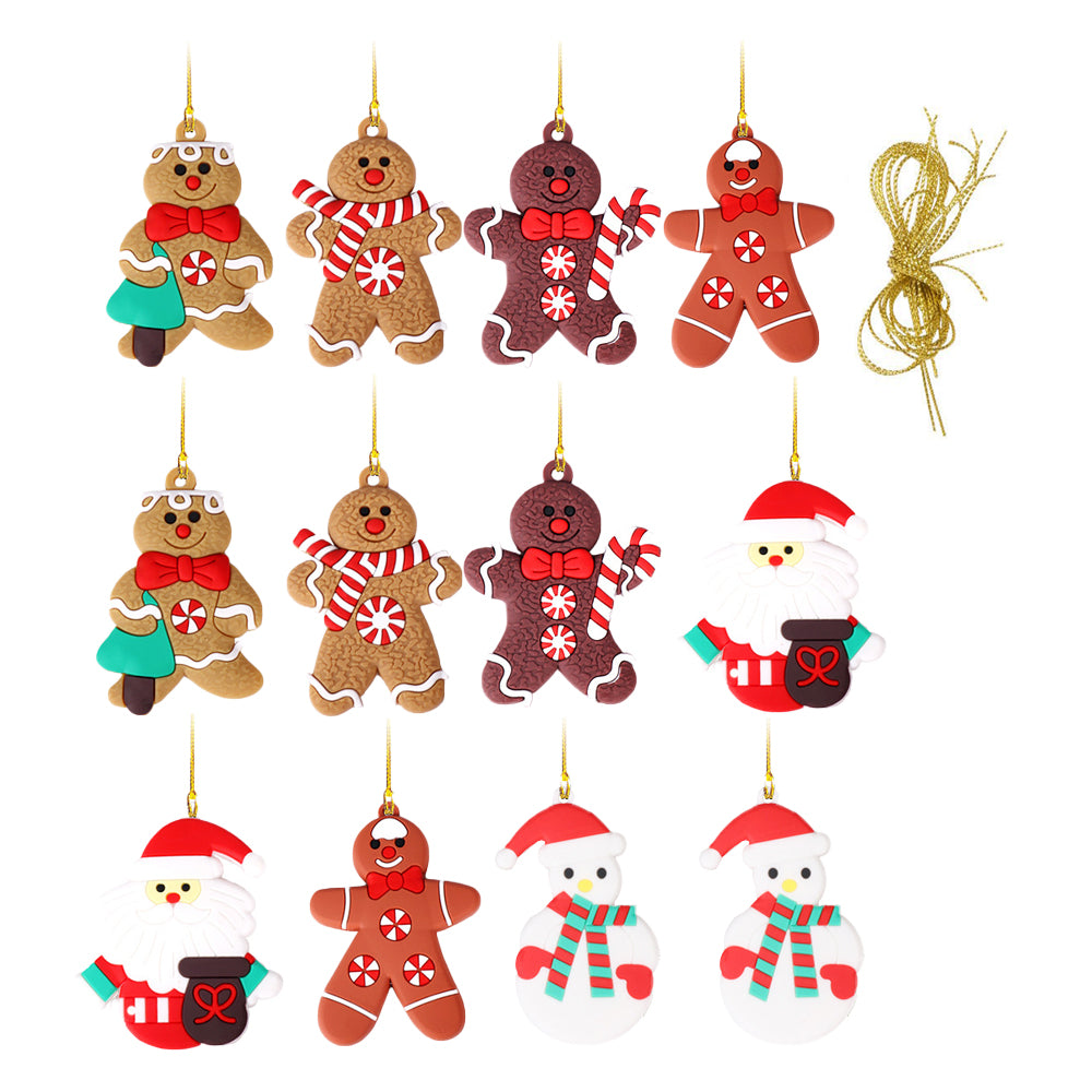 12Pcs Gingerbread Man Christmas Tree Hanging Pendants