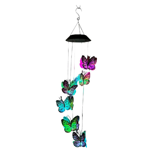 LED Solar Wind Chimes Outdoor Butterfly Hanging Wind Chimes Lamp