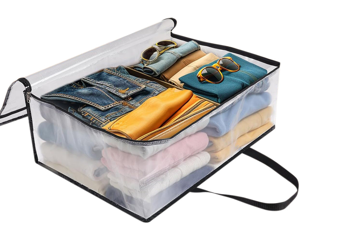 3 Pack Thick Clear Storage Bags with Zipper for Clothes Bedding