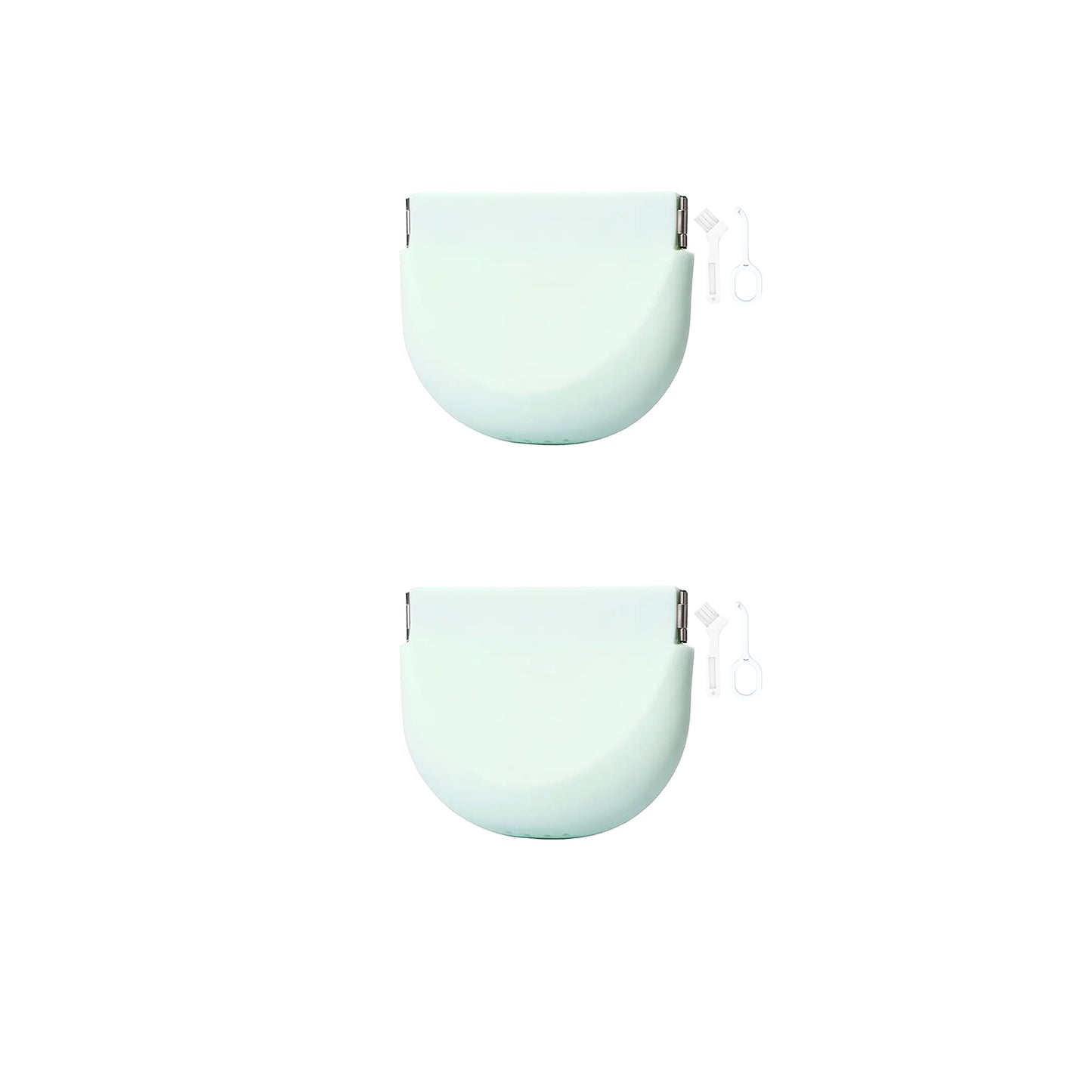 2Pcs 2 in 1 Portable Silicone Denture Retainer Storage Case