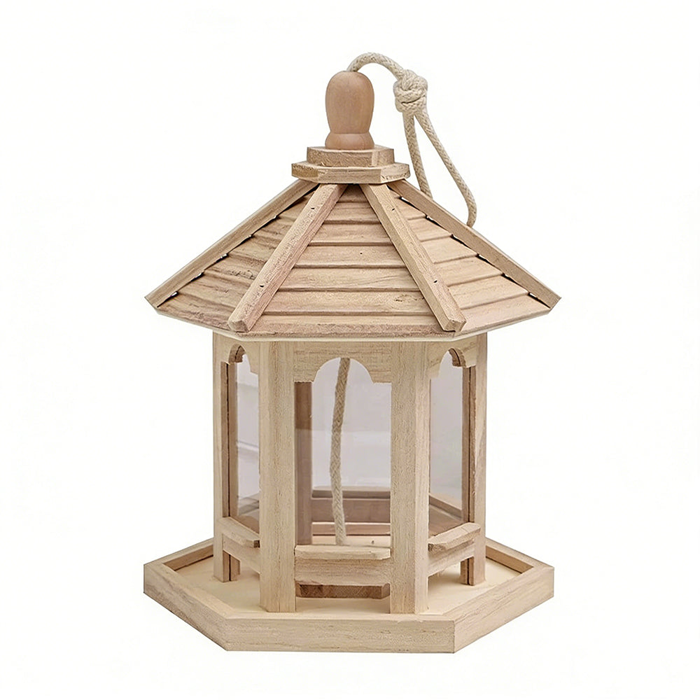 Hanging Bird Feeder House Wooden Parrot Feeding Station Bird Feeding Box