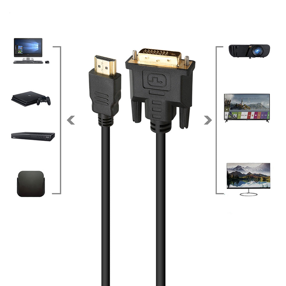 HDMI to DVI-D 24+1 Pin Digital Cable for HDTV, PS3, PS4, Xbox, TV