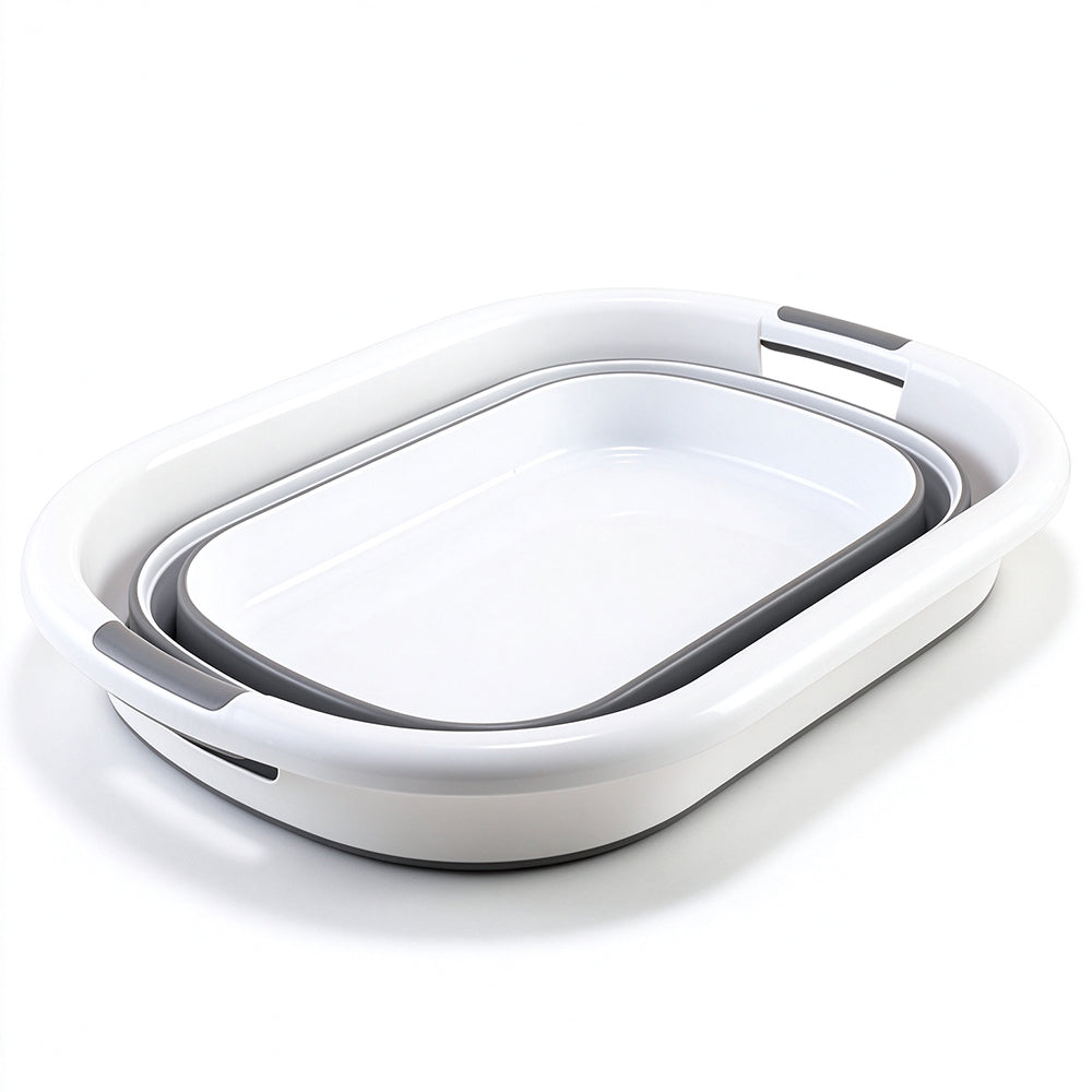 Foldable Laundry Wash Basin with Handles for Pet Bathing and Storage-S