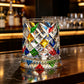 270ml Rotating Whiskey Glass Hand Painted Whiskey Tumbler for Home Bar